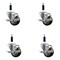 Service Caster 3'' SS Maroon Poly Swivel 7/8'' Expanding Stem Caster Set with Brake, 4PK SCC-SSEX20S314-PPUB-MRN-TLB-78-4 - alternate 1